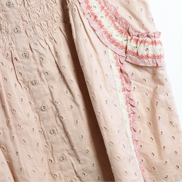 NWT House of Harlow pink peasant top cottagecore blouse eyelet old rose cotton - Picture 10 of 10